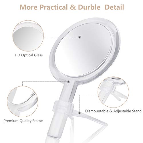 Double Sided 1x-7X Magnification Hand Held Makeup Mirror, Adjustable Stand | Distortion-free & High Definition, Portable, Multi-Purpose, Clear, Handheld Vanity Mirror for Women & Men, Makeup, Shaving