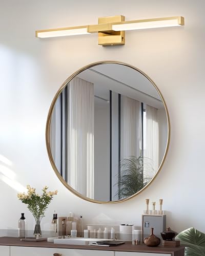 24 Inch Bathroom Vanity Light Fixtures, Gold Modern Light Fixtures Over Mirror, 12W 5CCT Dimmable Wall Light - color: Gold - 1Pack, size: 24 inch