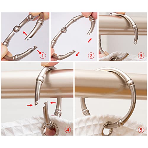 Rust-Proof Zinc Shower Curtain Hooks with Clasp Closure, Shower Hooks Hangers for Bathroom, Kitchen Utensils, Curtains, Clothing, Towels etc - Set of 12, Brushed Nickel - color: Brushed Nickel