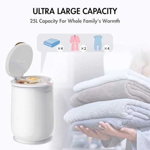 Towel Warmers Ultra Large Capacity Bucket Style 450W for Bathroom ETL FCC Certified Fits up to Two 40"x70" Towels, Blankets, Bathrobes with Auto Shut Off - color: White
