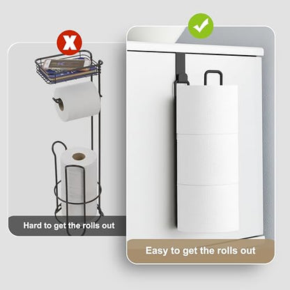 Black Toilet Paper Holder, Over The Tank Toilet Paper Roll Holder Wall Mount, Matte Black Camper Accessories Tissue Holder with Storage Extra 6 Roll Tissue, Small Bathroom Essential for New Home, 2Pcs - color: Black, 2pcs, 12.99in