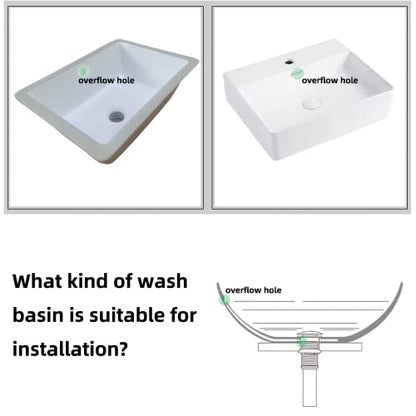 Universal Bathroom Sink Drain with Pop-Up,Overflow Hole,Ceramic White Cap & Stainless Steel Body - Easy to Install, Durable Copper Mesh Filter -Fits Standard Sink With Overflow White & Silver KINGWONG