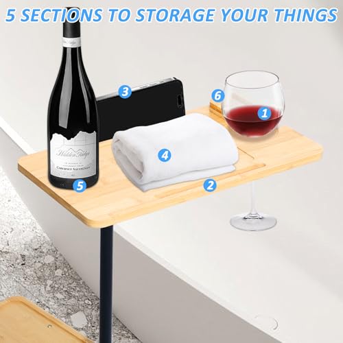 3 Layer Bath Tub Tray Table Liftable Freestanding Bamboo Bath Tray Caddy for Tub Against Wall Shelf Bathroom Organizer Shelf for Luxury Spa (Square) - color: Square