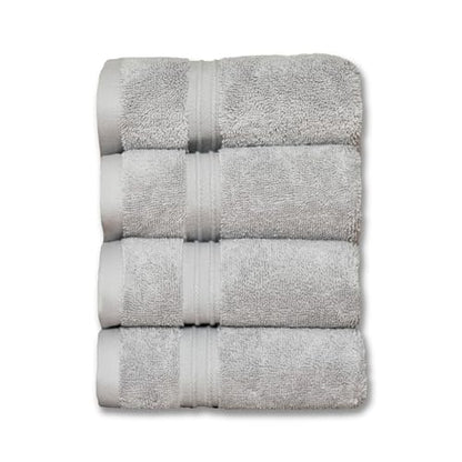 Milara Turkish Super-Plush Wash Cloths Set 4-Piece | Premium 100% Cotton Washcloths Absorbent, Durable with Hanging Loops | Silver Gray Bath Washcloths, (13 x 13 Inch) - color: Silver Gray, size: Wash Cloth (4 Pcs) - 13" x 13"