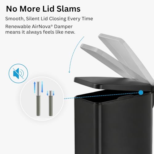 iTouchless 3 Gal Nursery Waste Bin | Step Pedal Diaper Trash Can | Black | Foot-Operated Lid Opens Instantly | Whisper-Quiet AirNova Damper | Removable Liner Bucket | Matte Coating Resists Prints - color: Matte Black