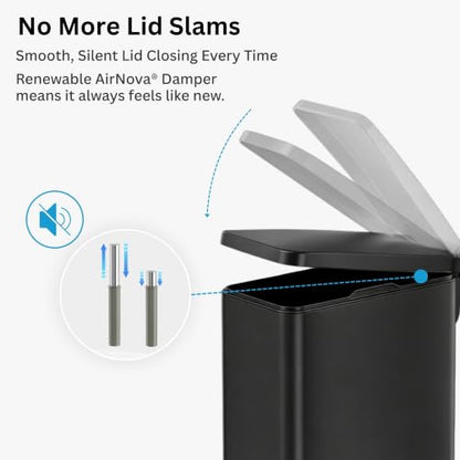 iTouchless 3 Gal Nursery Waste Bin | Step Pedal Diaper Trash Can | Black | Foot-Operated Lid Opens Instantly | Whisper-Quiet AirNova Damper | Removable Liner Bucket | Matte Coating Resists Prints - color: Matte Black