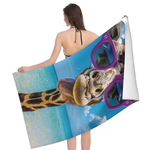 Funny Giraffe Beach Towel Summer Animal Microfiber Sand Free Towels for Adult Kids Quick Dry Ultra Absorbent Soft Pool Travel Swim Bath Shower Towel Gifts 52” x 32” - color: Beach Towel25