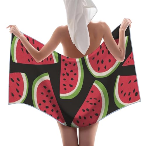 Waffle Bath Towel 29"x58" Quick Dry Watermelon Seamless Pattern Bath Towel, Lightweight Fast Drying Towel, Soft Large Bath Towel for Bathroom, Gym, Travel, Beach Towel
