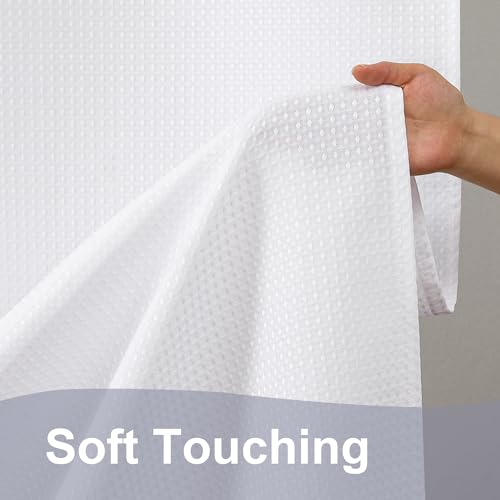 White Waffle Weave Fabric Shower Curtain, Textured Heavy Cloth Shower Curtains for Bathroom, Water Repellent Soft Hotel Spa Luxury Elegant Bath Curtain, Machine Washable, White, 72x78 Inch - color: White, size: 72"W x 78"L (Pack of 1)