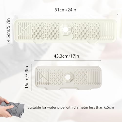Kitchen Silicone Sink Faucet Mat, 2026 New Foldable Faucet Mat for Kitchen Sink, Multi-Functional Silicone Faucet Guard, Quick Drying Splash Guard ＆ Draining Mats (White, 24x5.7 Inch) - color: White