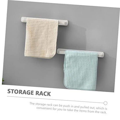 VALICLUD 2pcs Wall-Mounted Sliding Storage Rack Over Door Towel Rack Modern Bathroom Towel Holder Material Space-Saving White