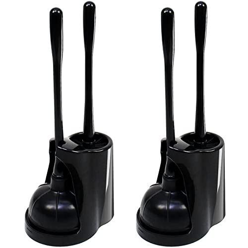 Casaphoria Toilet Plunger and Bowl Brush Combo for Bathroom Cleaning,Bathroom Accessories, Dark Black, 2 Sets - style: Long_handle(2 Sets)