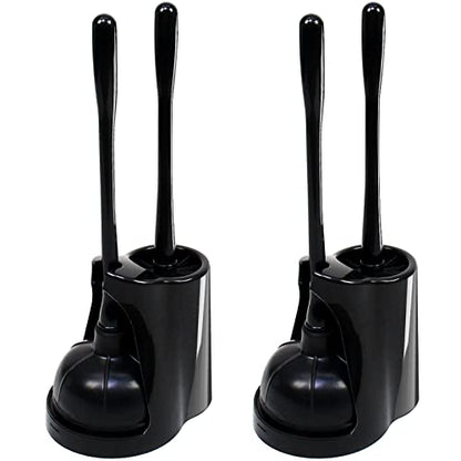 Casaphoria Toilet Plunger and Bowl Brush Combo for Bathroom Cleaning,Bathroom Accessories, Dark Black, 2 Sets - style: Long_handle(2 Sets)