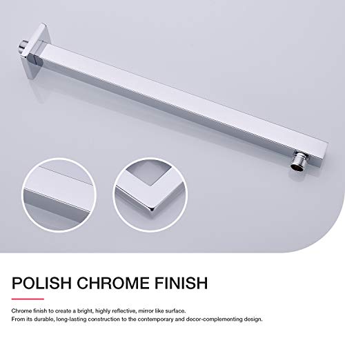 Shower Arm with Flange 16 Inch Stainless Steel Overhead Shower Extension Arm Bathroom Wall Mounted Pipe for Rainfall Showerhead, Chrome - color: Chrome
