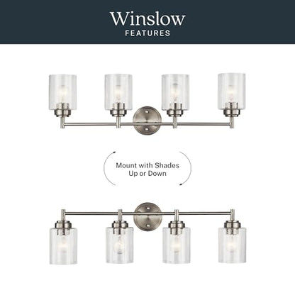 Kichler Winslow 30" Vanity Light in Brushed Nickel, 4-Light Transitional Bathroom Light with Clear Seeded Glass. (30" W x 9.25" H), 45887NI - color: Brushed Nickel, size: 30"