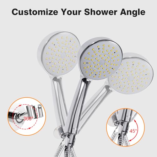 Shower Head Holder Adjustable Handheld Shower Head Holder,Stainless Steel Shower Wand Holder Wall Mounted Shower Head Bracket for Bathroom,No Drill Adhesive Mount,Polished Chrome Finish