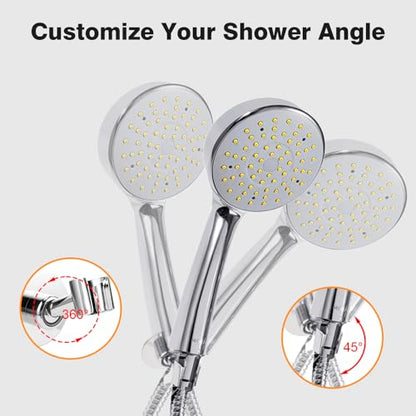 Shower Head Holder Adjustable Handheld Shower Head Holder,Stainless Steel Shower Wand Holder Wall Mounted Shower Head Bracket for Bathroom,No Drill Adhesive Mount,Polished Chrome Finish