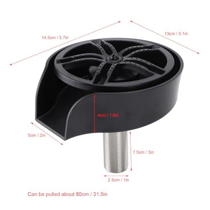 POCREATION Automatic Glass Washer Cup Rinser, 360 Degree Rotating Spout Sink Accessory Stainless Steel Bottle Washer for Bottles, Cups, Utensils Black ABS Basin (US 9/16 Hose)