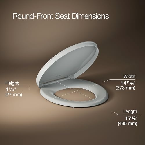 KOHLER K-26802-95 Impro ReadyLatch Quiet Close Round Toilet Seat, Soft Close Seat, Compatible with Round Toilets, Ice Grey - color: Ice Gray, size: Round