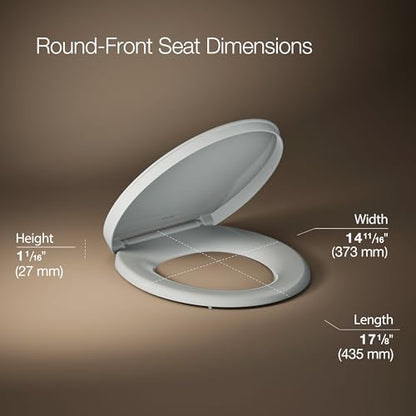 KOHLER K-26802-95 Impro ReadyLatch Quiet Close Round Toilet Seat, Soft Close Seat, Compatible with Round Toilets, Ice Grey - color: Ice Gray, size: Round