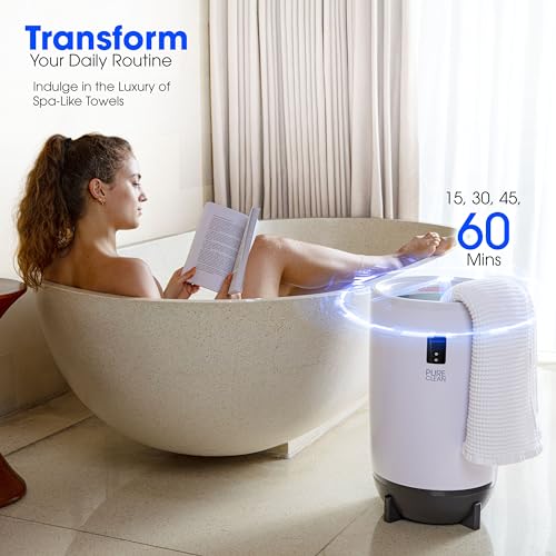 PureClean Towel Warmer Bucket, Portable Blanket Heater for Bathroom and Spa, Customizable Fragrance, Auto Shut-Off, Fits 2 Large Towels, Blankets and Bathrobes, LED Display, Adjustable Timer, Gray - color: Gray