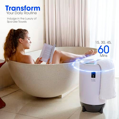 PureClean Towel Warmer Bucket, Portable Blanket Heater for Bathroom and Spa, Customizable Fragrance, Auto Shut-Off, Fits 2 Large Towels, Blankets and Bathrobes, LED Display, Adjustable Timer, Gray - color: Gray