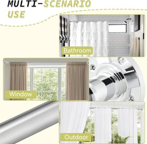 Shower Curtain Rod 31-88 In Adjustable Pole Heavy Duty Silver Tension Rods Spring Drilling and No Drilling Shower Rod for Bathroom Window Anti-Slip Never Rust - color: Silver, size: 31-88"