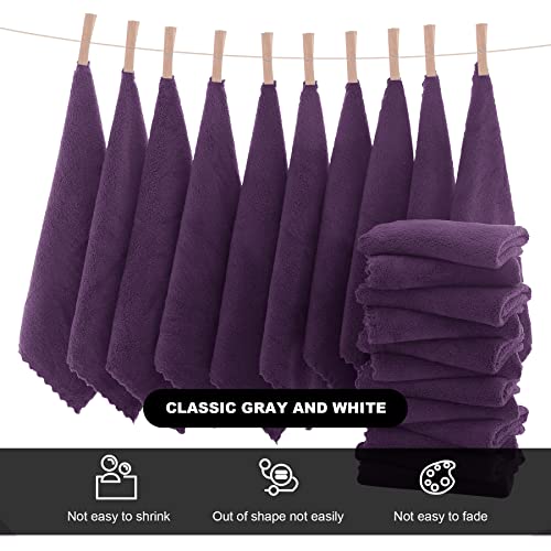 MOONQUEEN Microfiber Facial Cloths Fast Drying Washcloth 12 Pack - Premium Soft Makeup Remover Cloths - Grape Purple - color: Grape Purple, size: 12x12 Inch (Pack of 12)