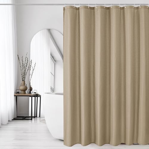 Beige Fabric Shower Curtain, 72 X 72 | Cloth-Textured Shower Curtain for Bathroom - Soft Cloth & Hotel Spa Luxury, Water Repellent, Machine Washable - color: Beige, size: 72"W x 72"L (Pack of 1)