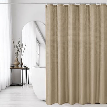 Beige Fabric Shower Curtain, 72 X 72 | Cloth-Textured Shower Curtain for Bathroom - Soft Cloth & Hotel Spa Luxury, Water Repellent, Machine Washable - color: Beige, size: 72"W x 72"L (Pack of 1)