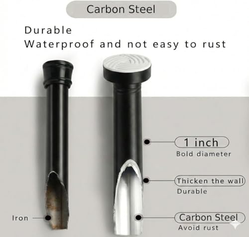 Matte Black Adjustable Shower Curtain Rod 1 Inch Diameter 29.5"-69.7" Inches - No Drill Tension Rod with Anti-Slip ABS Base, Stainless Steel Spring & Rust-Resistant Coating