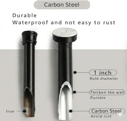 Matte Black Adjustable Shower Curtain Rod 1 Inch Diameter 29.5"-69.7" Inches - No Drill Tension Rod with Anti-Slip ABS Base, Stainless Steel Spring & Rust-Resistant Coating