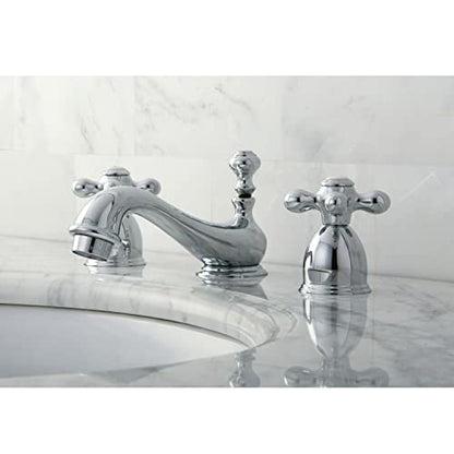Kingston Brass KS3955AX Restoration Mini Widespread Lavatory Faucet with Metal Cross Handle, Oil Rubbed Bronze, 4-Inch Adjustable Center - color: Oil Rubbed Bronze