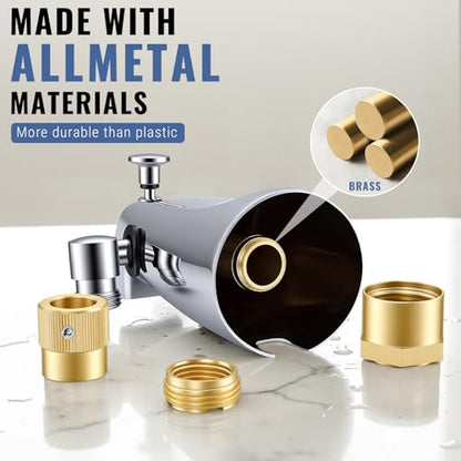 G-Promise All Metal 2 Function Bathtub Faucet with Sprayer, Universal Fit | All Metal, Built to Last, Multifunction with Flow Control, Universal Fit for 1/2 & 3/4 Inch Pipes, Bathroom upgrade