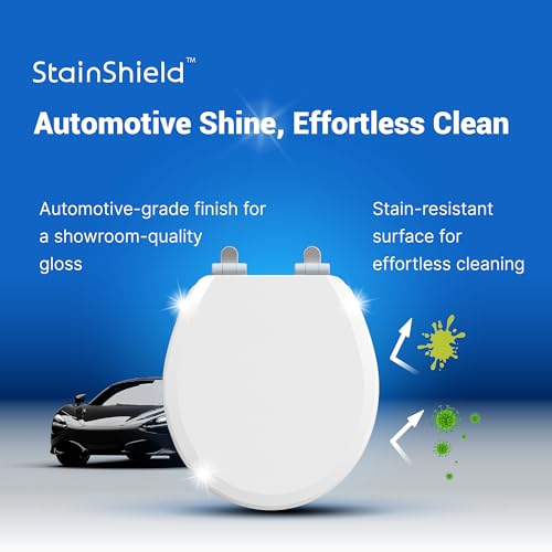 Pro Elite Heavy-Duty Wood Toilet Seat, Round, White | Magnetic Quick-Release, Easy-Clean and Change, HushMotion Soft Close, StainShield High-Gloss Finish, Arch-Tite Secure Fit - color: White, size: Round