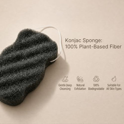 Korean Exfoliating Hemp Glove & Konjac Body Sponge Set. Deep Exfoliating Soft Body Scrubber Glove & Konjac Body Sponge, Dead Skin Remover for Keratosis Pilaris, 100% Vegan