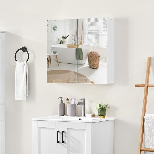 Yaheetech Bathroom Wall Mount Medicine Cabinet with Frameless Mirror Doors | Storage Cupboard with Adjustable Shelf for Living Room, Laundry Room, Mudroom, Bathroom Mirror Cabinet - style: 2 Doors