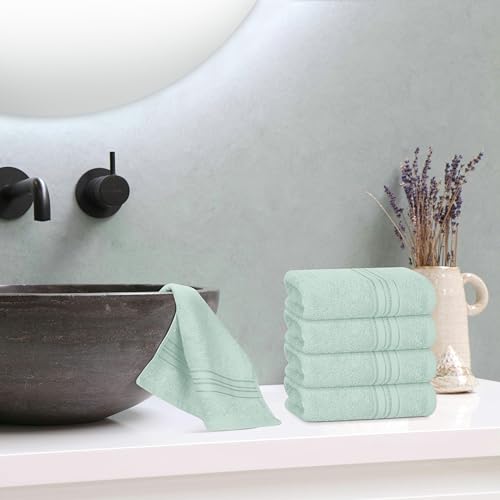 BOUTIQUO Ultra Soft Cotton Washcloths, Contains 12 Piece Face Cloths 12x12 inch, Ideal for Everyday use Face Towels, Compact & Lightweight Multi Purpose Washcloths - Sea Green - color: Sea Green, size: Washcloths - Set of 12