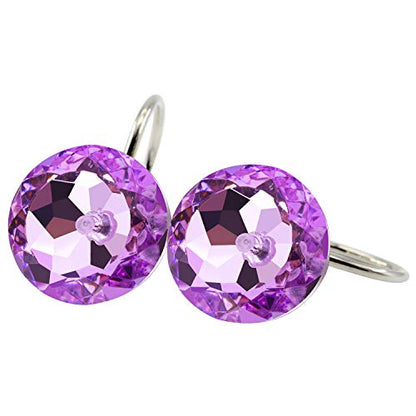 BEAVO Acrylic Fashion Decorative Home Rolling Purple Shower Curtain Hooks Rhinestones Bathroom Bath Baby Room Bedroom Living Room Decor Set of 12 Rings (Purple) | Diamond Crystal Decorative Shower Curtain Ring, Stainless Steel Rustproof Shower Hook Ring,