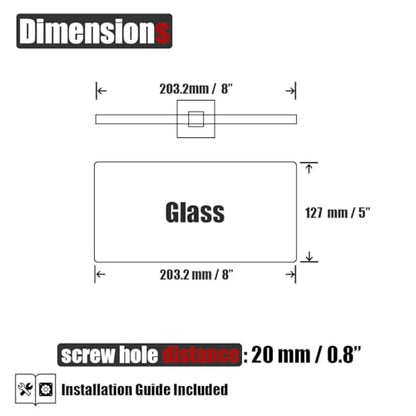 JQK Bathroom Glass Shelf Gold, Tempered Glass Shower Storage 8 by 5 inches, 304 Stainless Steel Brushed Gold Wall Mount, TGS201L8-BG - color: Brushed Gold, size: 8 Inch