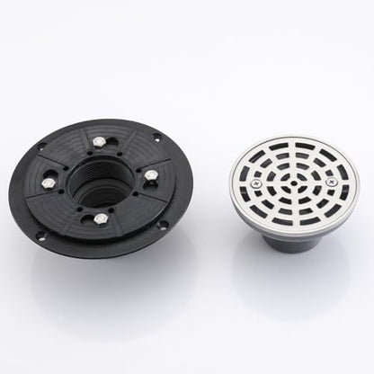 RANDOM Round Shower Drain Brushed Nickel 4 Inch Shower Drain with Adjustable PVC Base Flange,SUS304 Stainless Steel Bathroom Shower Floor Drain with Removable Grid Cover Grate.98768BN-S - color: A-brushed Nickel-4″ Round With Base Flange