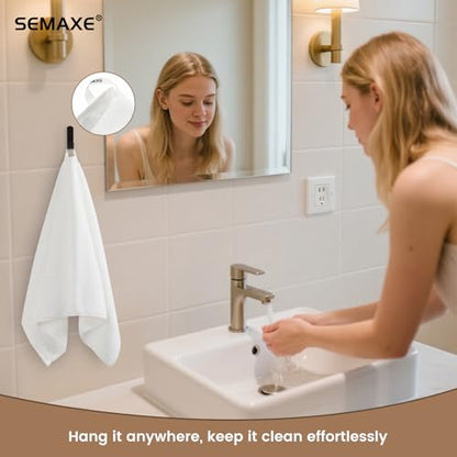 4-Pack White Cotton Hand Towels for Bathroom with Hanging Loops | Sink-side towels for drying hands and face, ideal for bathrooms, guest baths, powder rooms, OEKO-TEX certified, easy care - color: A03: White