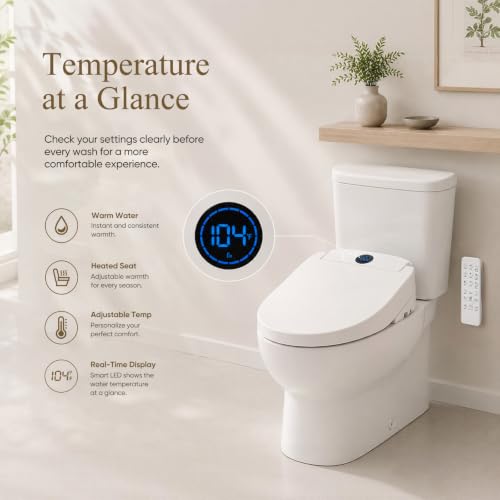 GAICOM Bidet Toilet Seat Elongated, Electric Smart Heated Toilet Seat | Instant Warm Water & Dryer, Multiple Cleaning Modes, Remote Control, Self-Clean Nozzle, Soft Closed, Night Light - color: Ivory