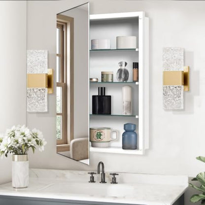 Bathroom Medicine Cabinet with 20"x26" Frameless Beveled Mirror,Recessed or Surface Mount, Space-Saving Storage for Toiletries,White Finish,Easy Installation - size: FMG-CM7005-2026