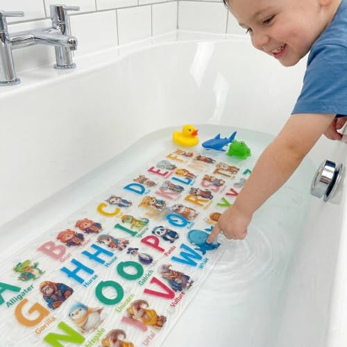 Cute Cartoon Non-Slip Bath Mat for Tub - Anti-Slip Kids Bathtub Mat, Slip-Resistant Shower Mat for Bathroom Safety, 35 X 15.3 Inch, Easy to Clean (Animals) - color: Animals