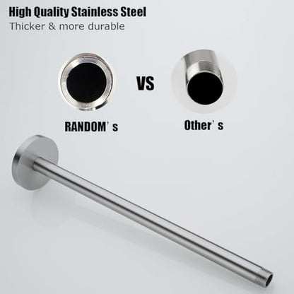 RANDOM Brushed Nickel Shower Arm with Flange 16 Inches Ceiling Mount Shower Head Extension Straight Arm Ceiling-Mounted For Fixed Shower Head.RD-91038-16BN - color: 16″ Brushed Nickel(Round Flange)