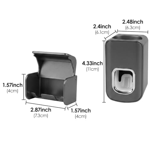 Toothbrush Holder Wall Mounted with Cover for Bathroom, 2 Slots Toothbrush Storage Organizer for Shower, Self Adhesive Toothbrush Hanger with Automatic Toothpaste Squeezer Dispenser