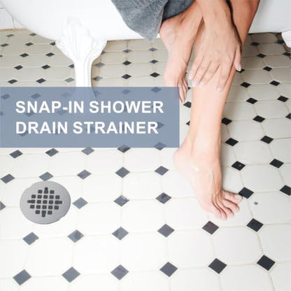 HIDROP Chrome Plated Snap-in Shower Floor Drain Cover, 4-1/4" OD Round Grid | Stainless Steel Bathroom Drain Cover, Shower Drain Cap Replacement, Hair Catcher, Easy-to-Install, Bathroom Shower Strainer - color: Chrome