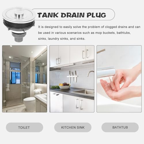 Healeved Universal Bathtub Drain Stopper Shower Drain Hair Catcher with Stainless Steel Plug and Hair Catcher Easy Install Remover Tool for Shampoo Bed and Salon Equipment, Laundry, Utility, RV Sink