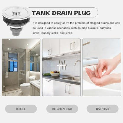Healeved Universal Bathtub Drain Stopper Shower Drain Hair Catcher with Stainless Steel Plug and Hair Catcher Easy Install Remover Tool for Shampoo Bed and Salon Equipment, Laundry, Utility, RV Sink
